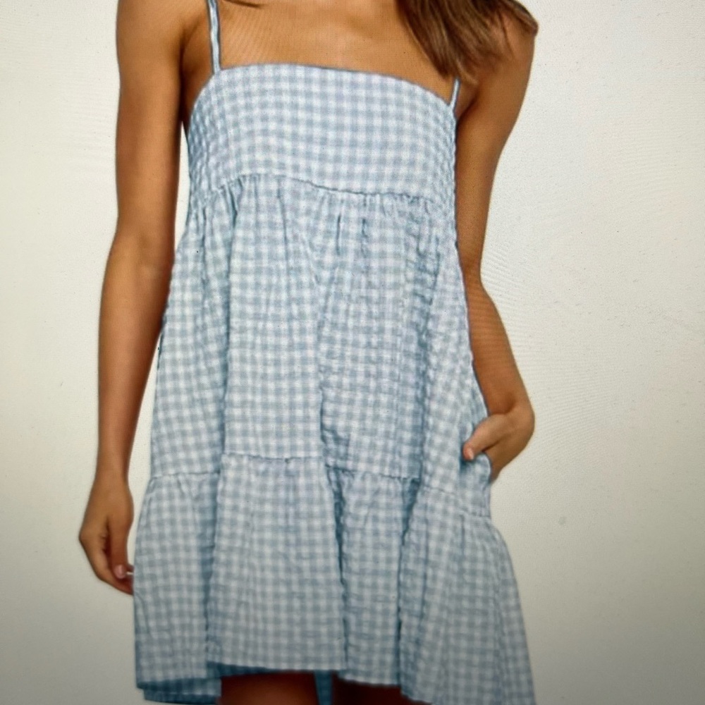 Gingham Sundress Sky Blue XXL New!